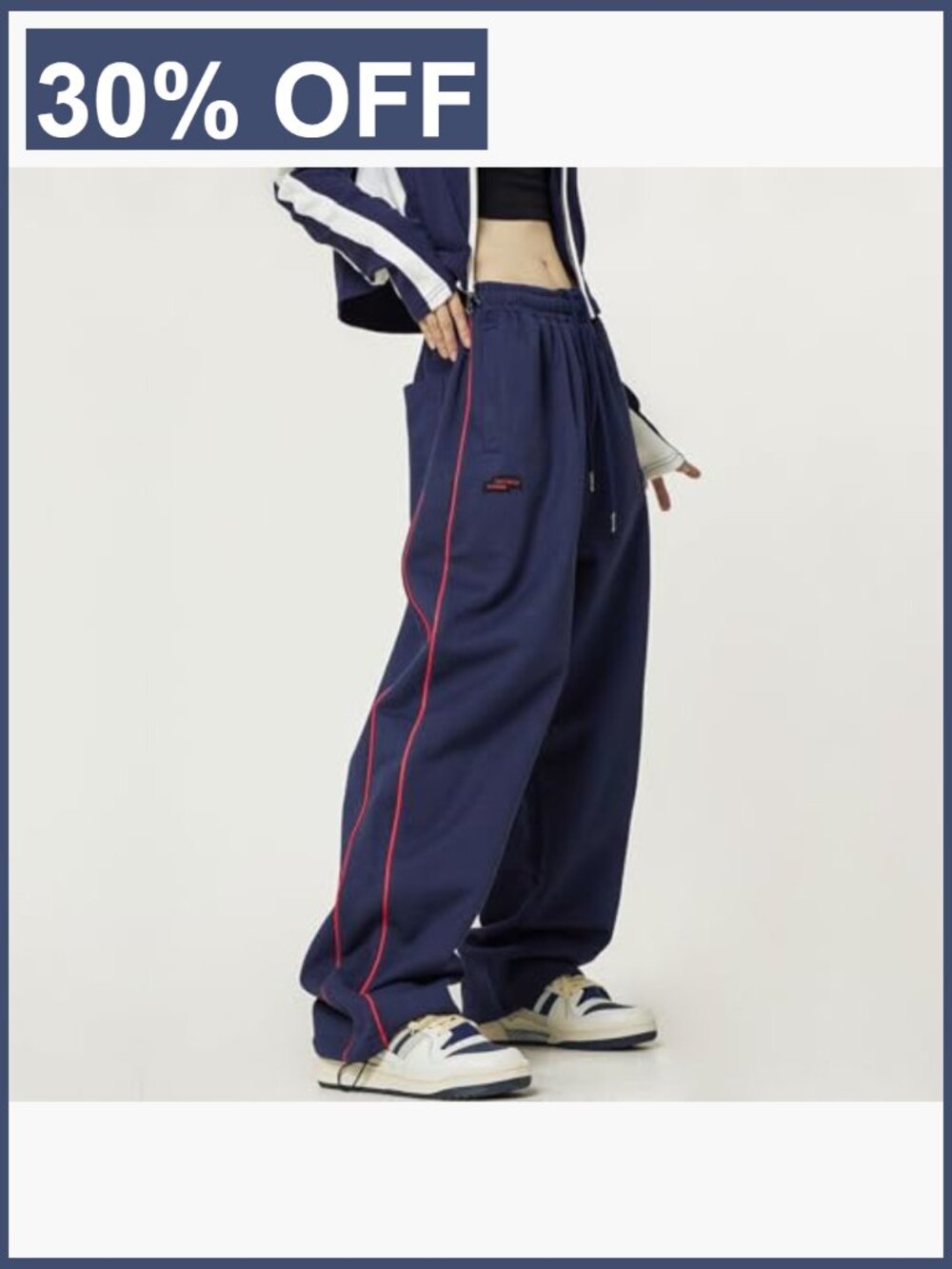 Y2K Baggy Wide Leg Joggers High Waisted Casual Track Pants - Picture 4 of 7